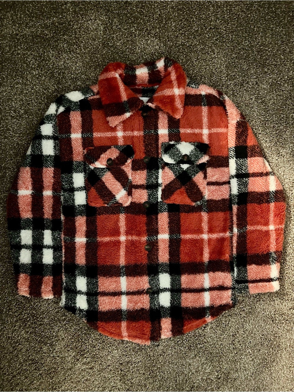 FASHION NOVA Women’s Plaid 🏁 Sherpa Shacket, Size S